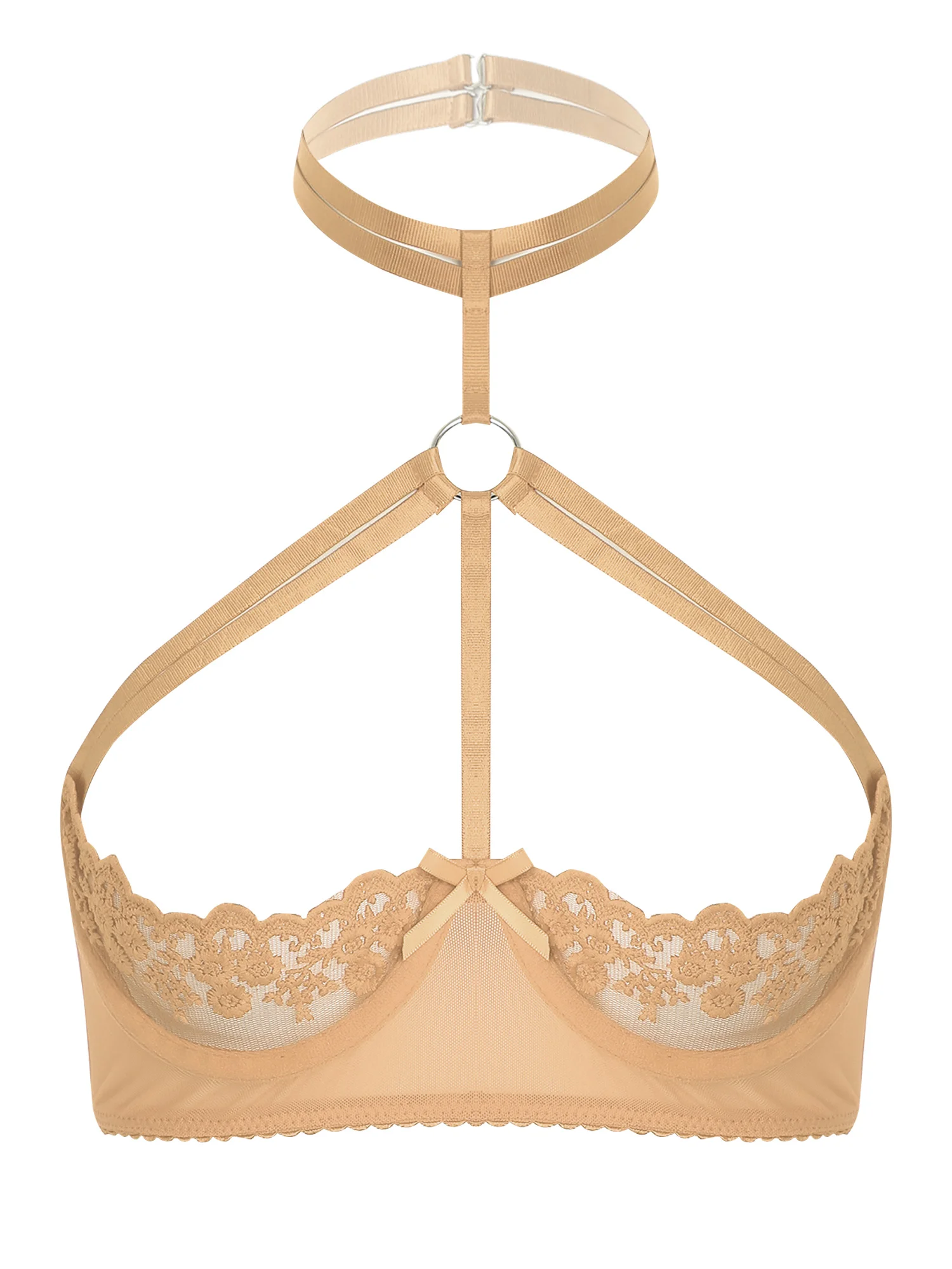 Womens-Sexy-1-3-Cup-Bra-Open-Breast-Underwire-Bra-Tops-Push-Up-See-Through-Lace-2