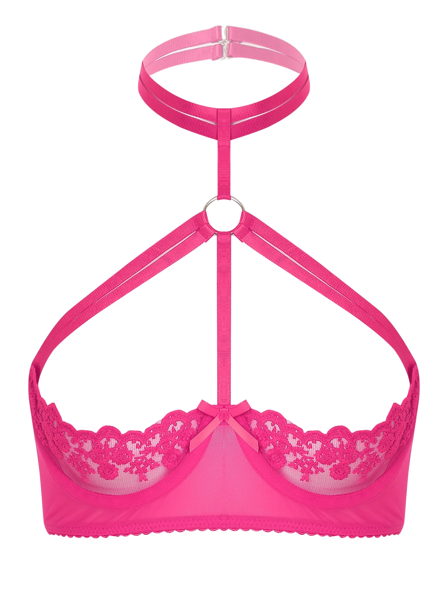 Womens-Sexy-1-3-Cup-Bra-Open-Breast-Underwire-Bra-Tops-Push-Up-See-Through-Lace-5